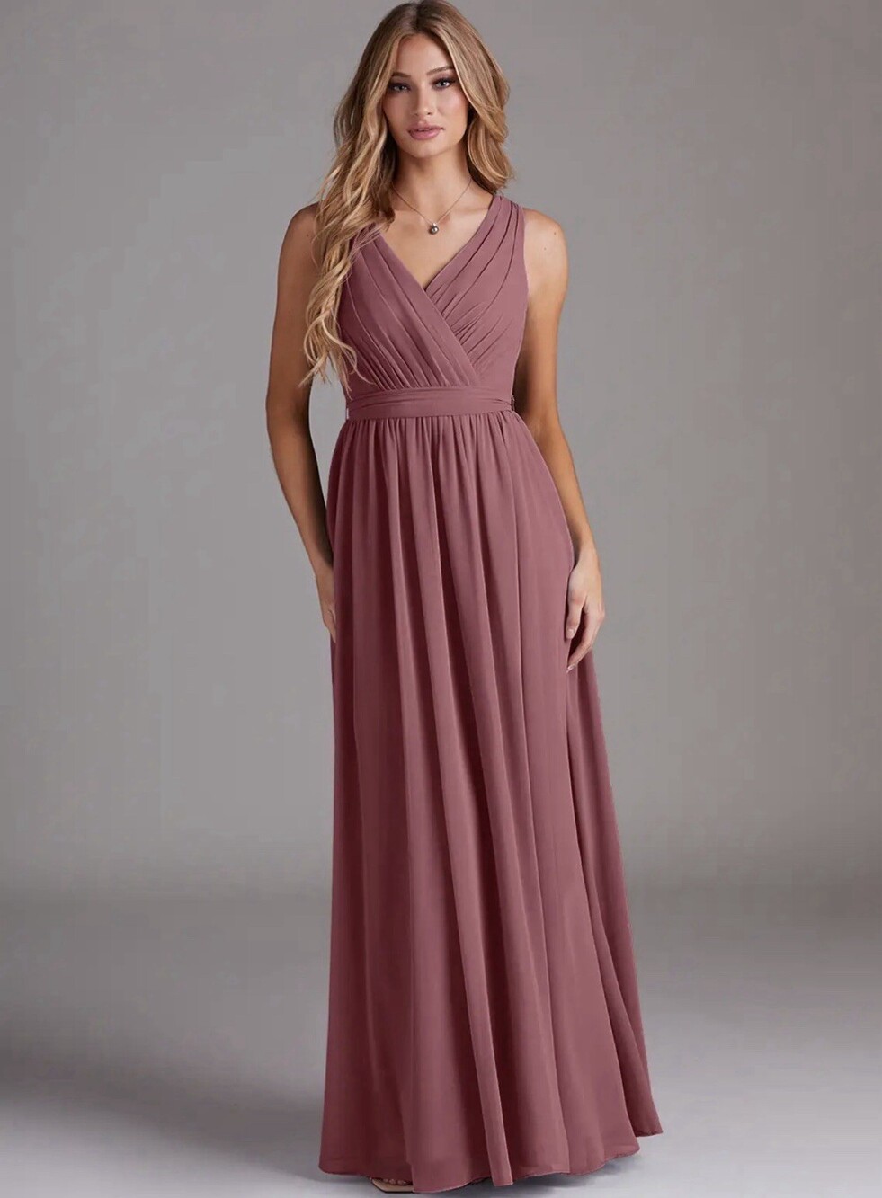 Azazie KingsleyDesert Rose A-Line Lace Chiffon Dress